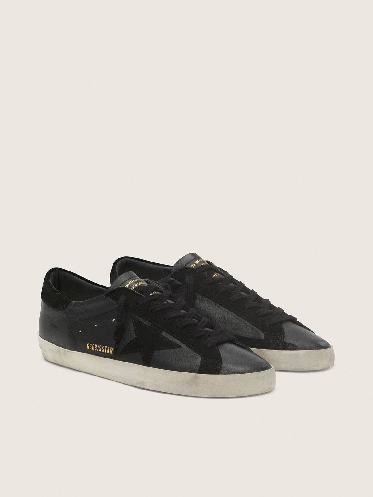 Super-Star pour homme en cuir nappa noir avec étoile et contrefort en daim noir