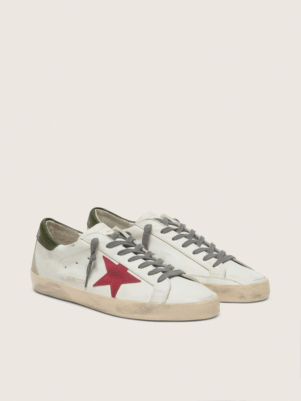 Super-Star avec étoile en daim rouge et contrefort en cuir vert