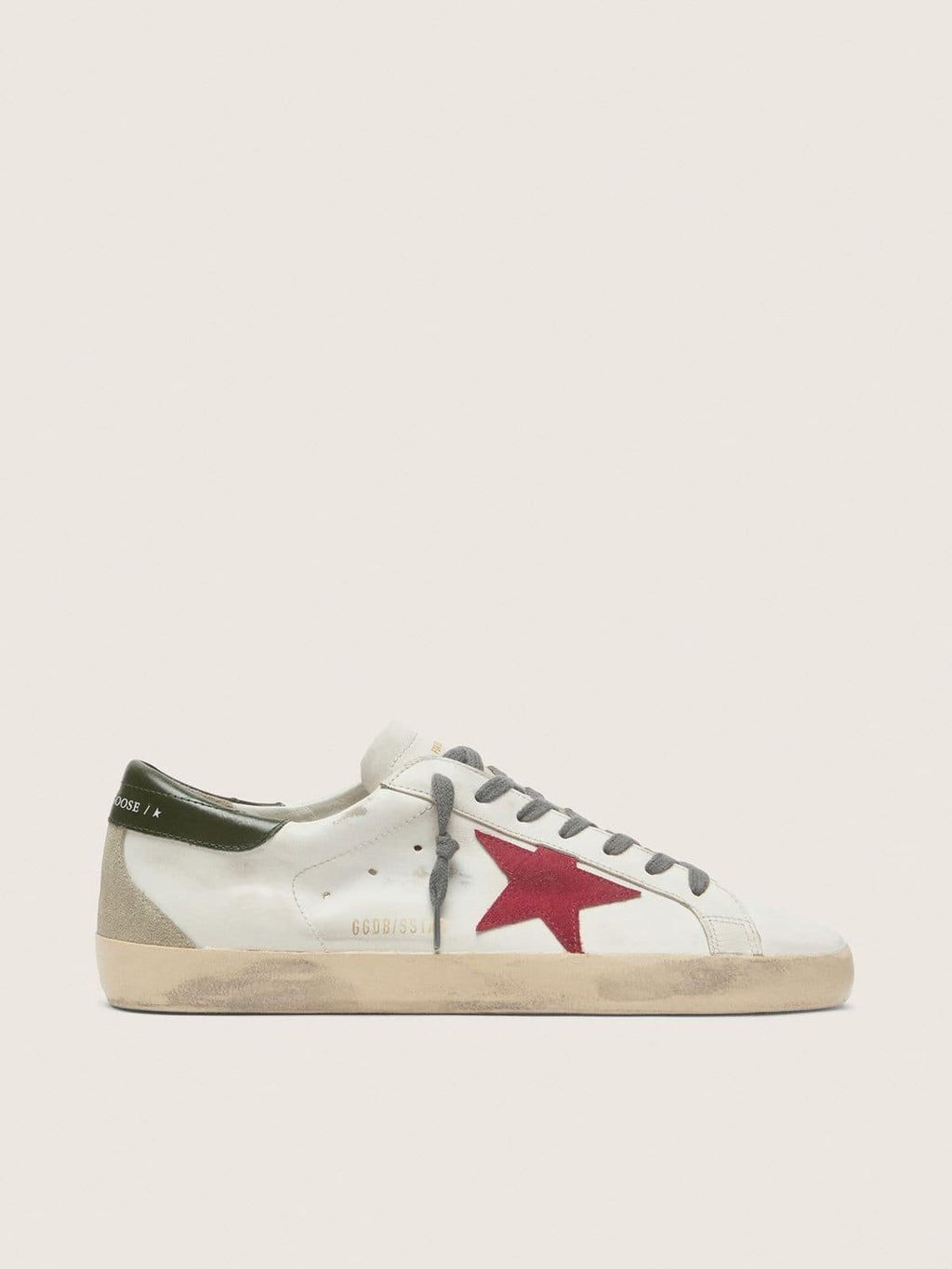 Super-Star avec étoile en daim rouge et contrefort en cuir vert
