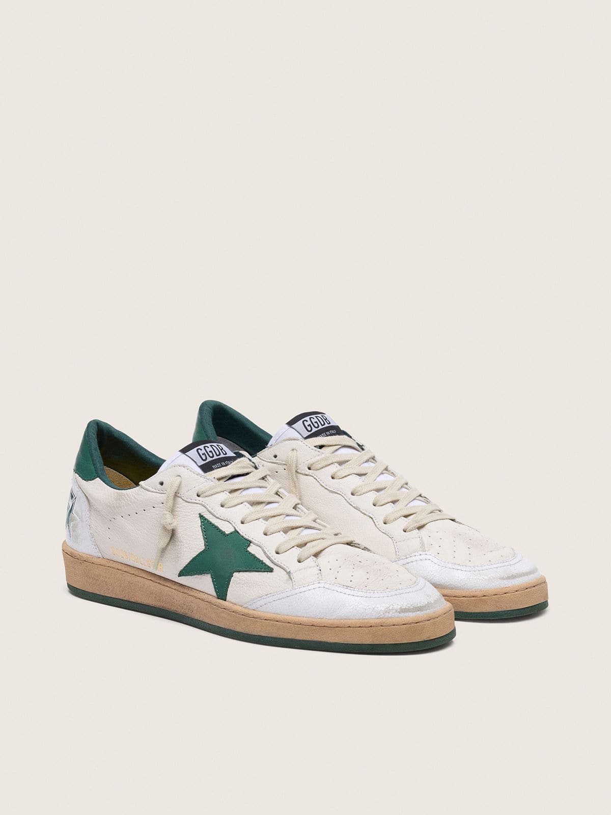 Ball Star homme en nappa blanc avec étoile verte