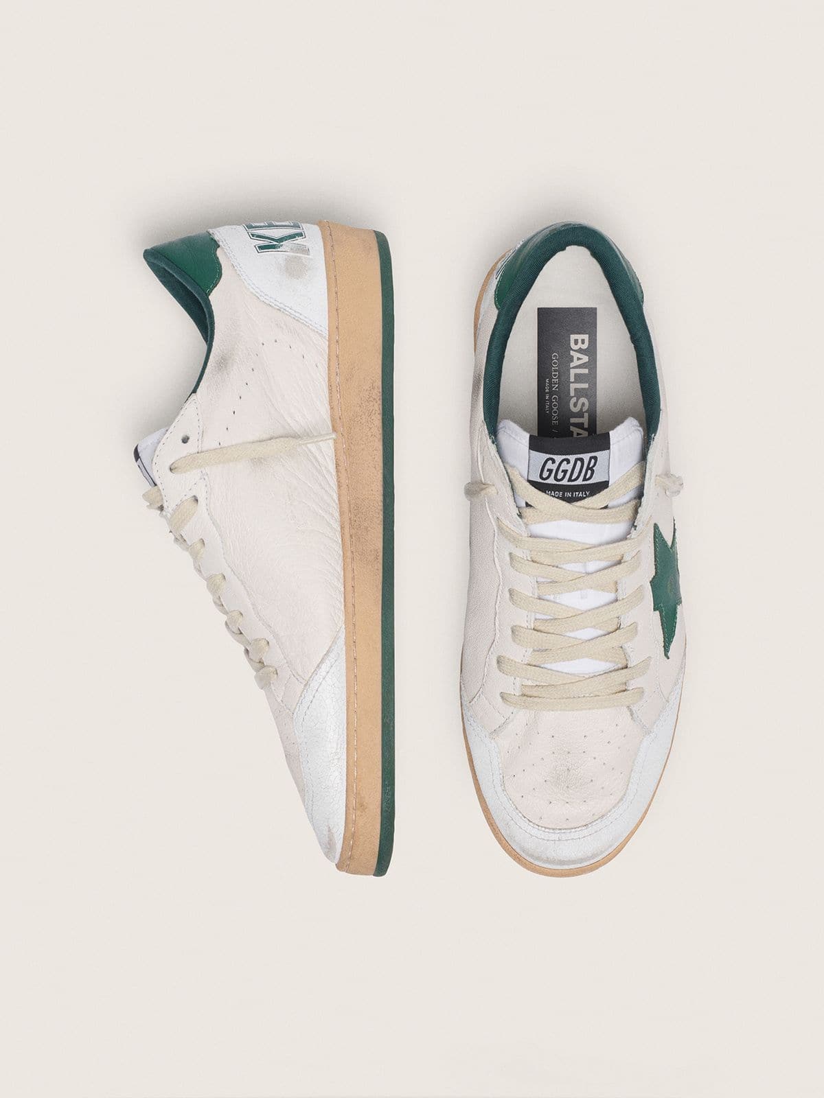 Ball Star homme en nappa blanc avec étoile verte