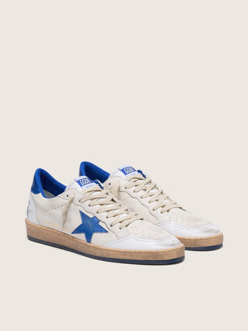 Ball Star homme en nappa blanc avec étoile et contrefort bleus