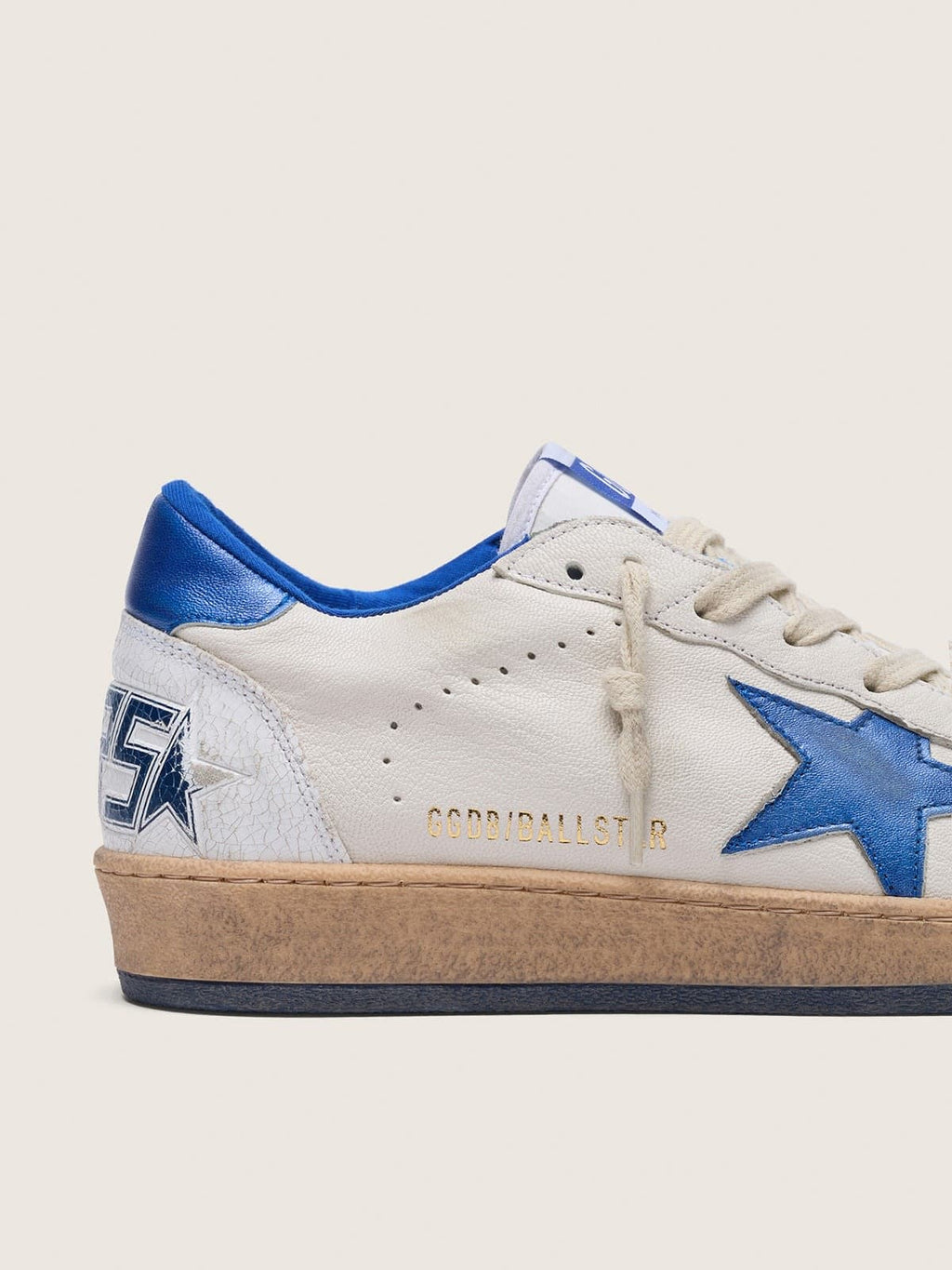 Ball Star homme en nappa blanc avec étoile et contrefort bleus