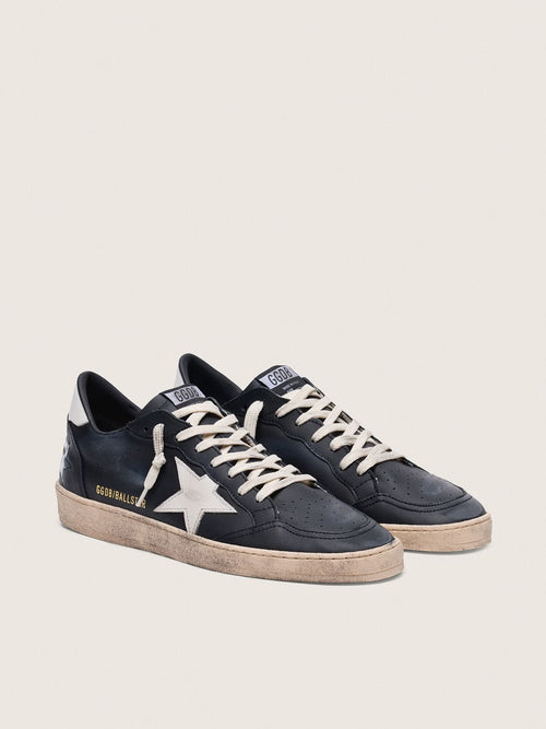 Ball Star en cuir nappa noir avec étoile et contrefort en cuir blanc