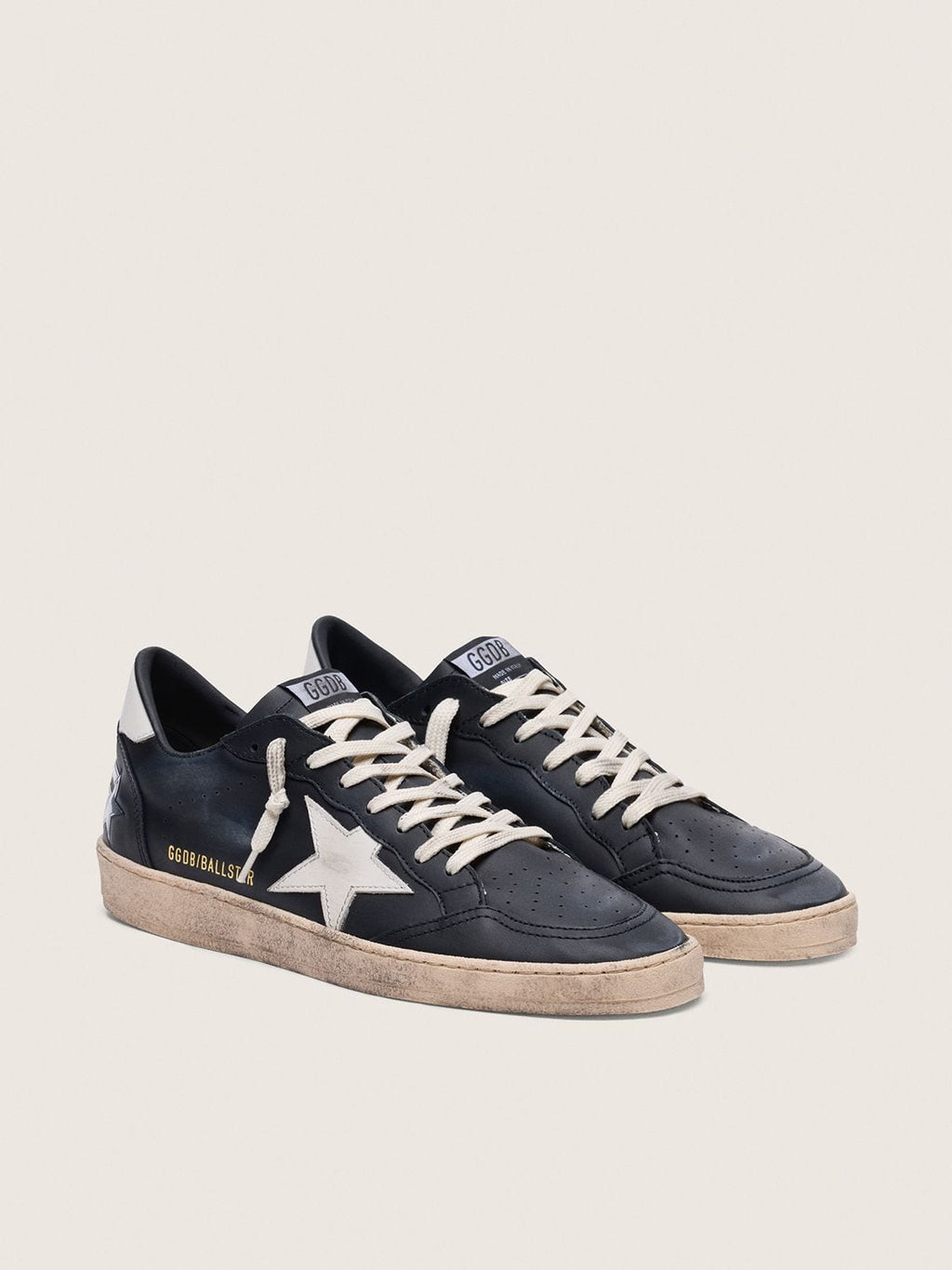 Ball Star en cuir nappa noir avec étoile et contrefort en cuir blanc