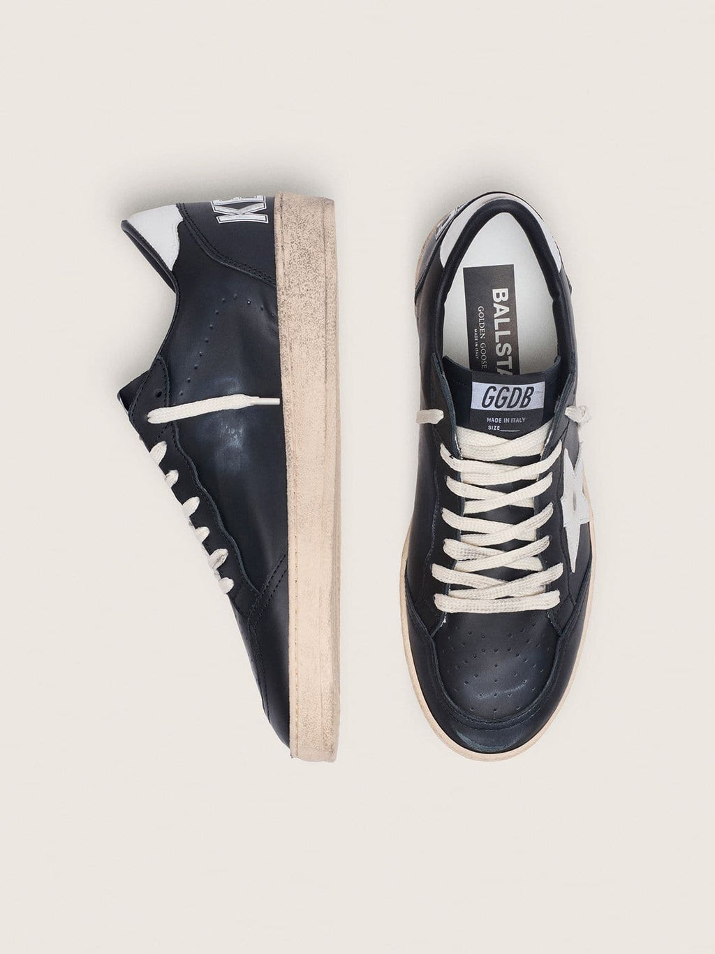 Ball Star en cuir nappa noir avec étoile et contrefort en cuir blanc