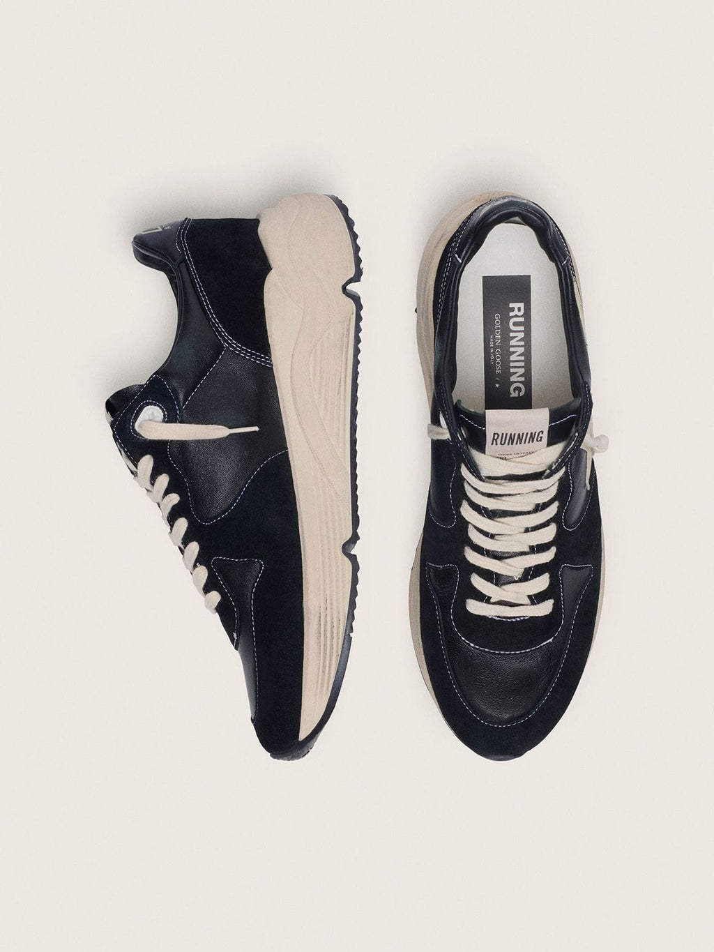 Running Sole homme en nappa et daim noirs avec étoile blanche