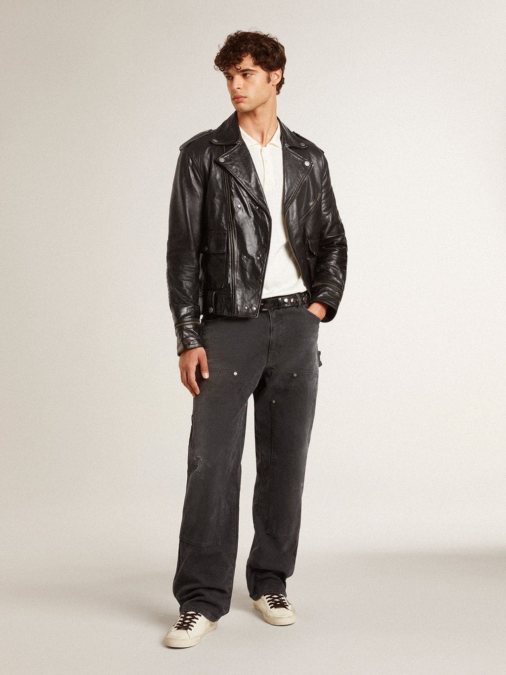 Super-Star en cuir nappa avec étoile en cuir vert et contrefort en cuir gris