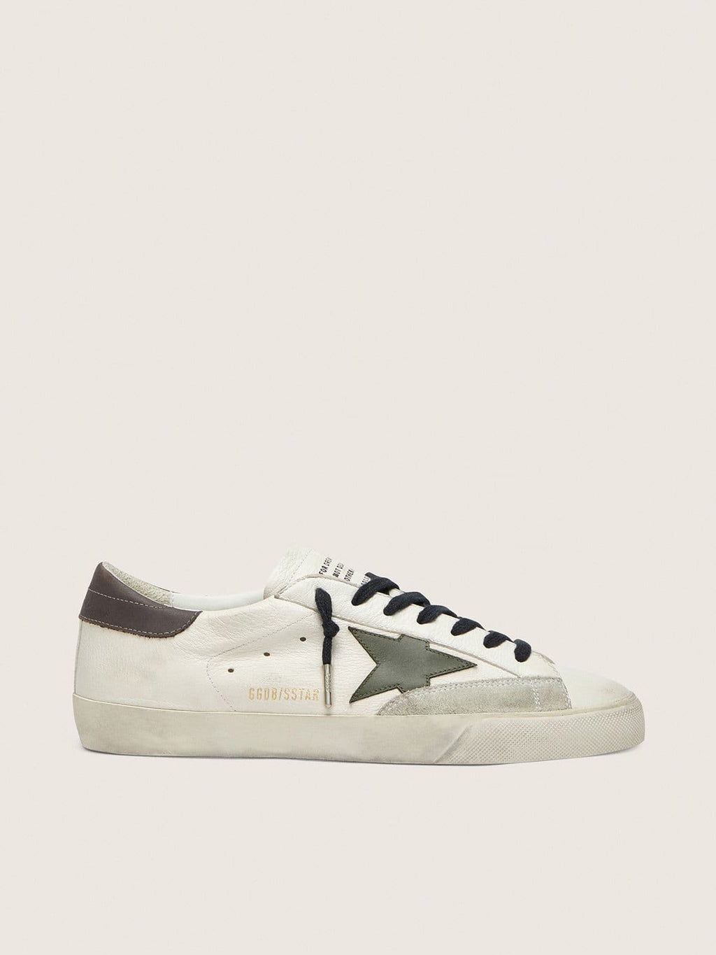 Super-Star en cuir nappa avec étoile en cuir vert et contrefort en cuir gris