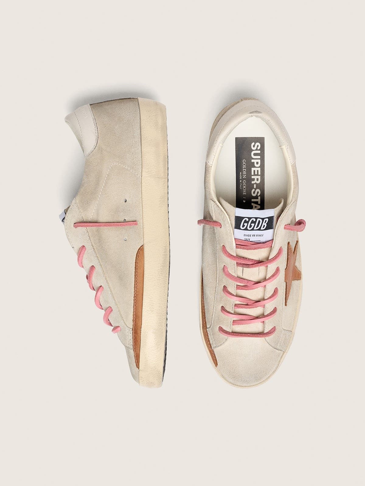 Super-Star LTD femme en cuir velours nacré avec étoile brique et broderie