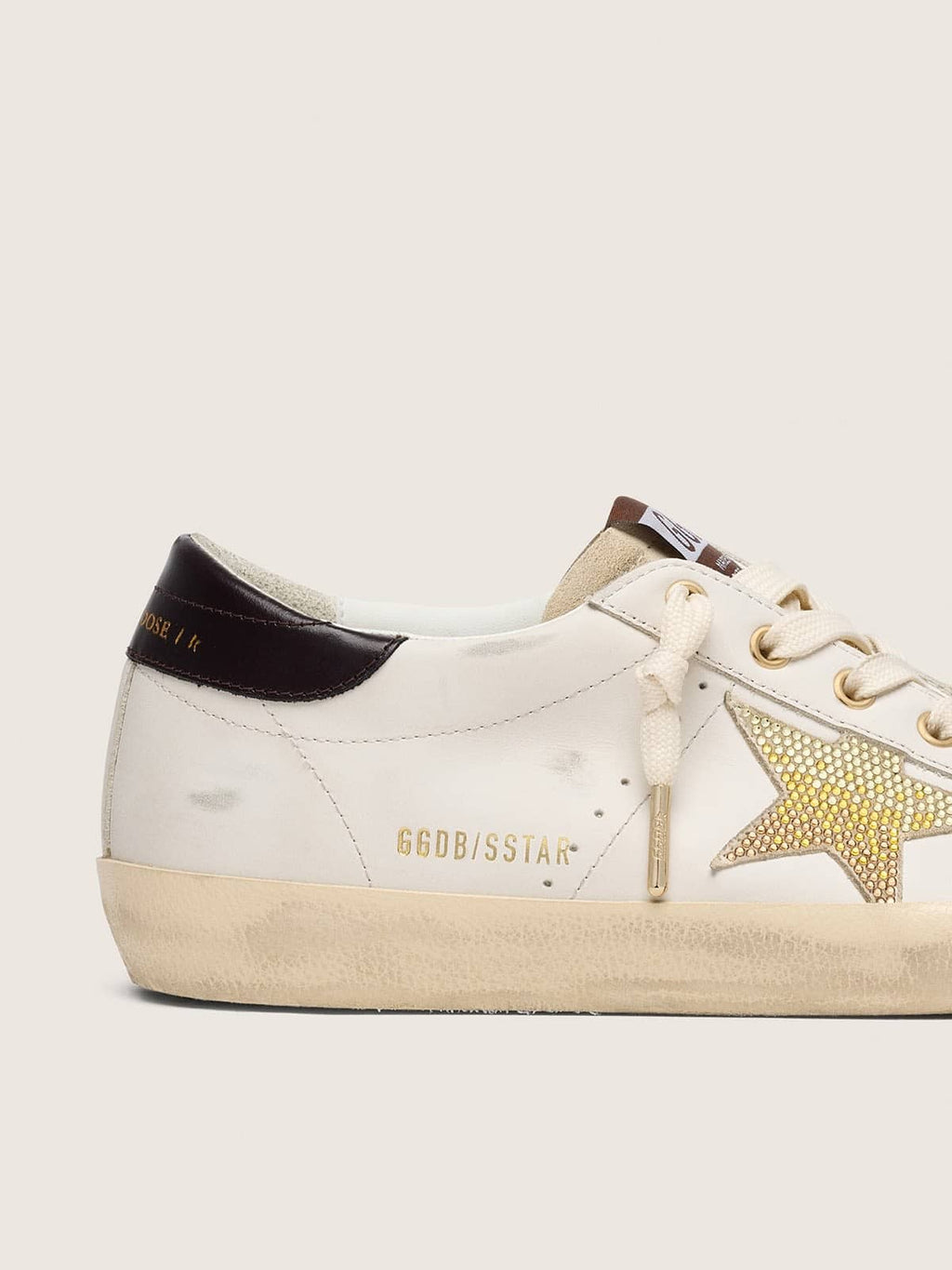 Super-Star femme en cuir blanc avec étoile Swarovski dorée