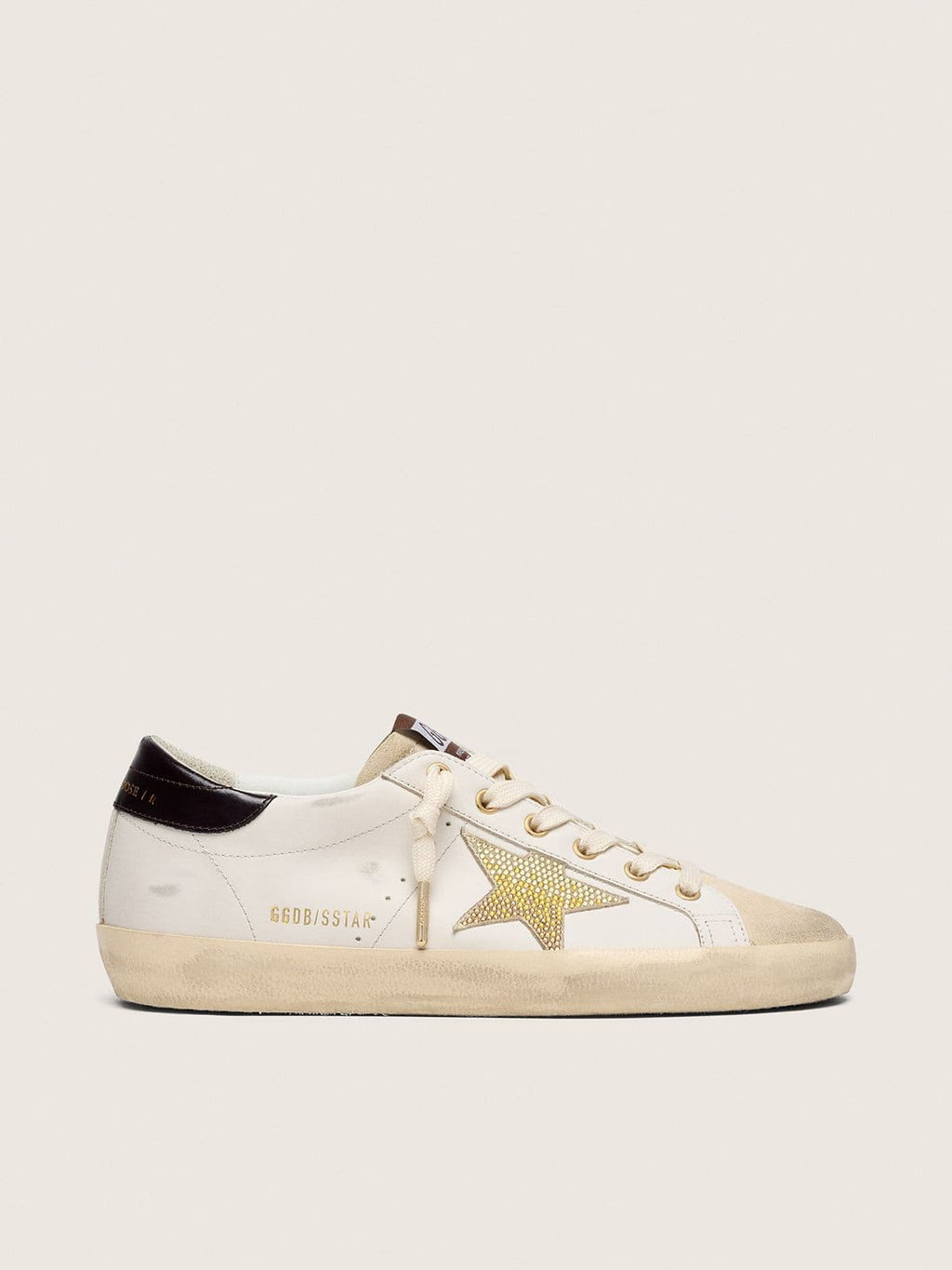 Super-Star femme en cuir blanc avec étoile Swarovski dorée
