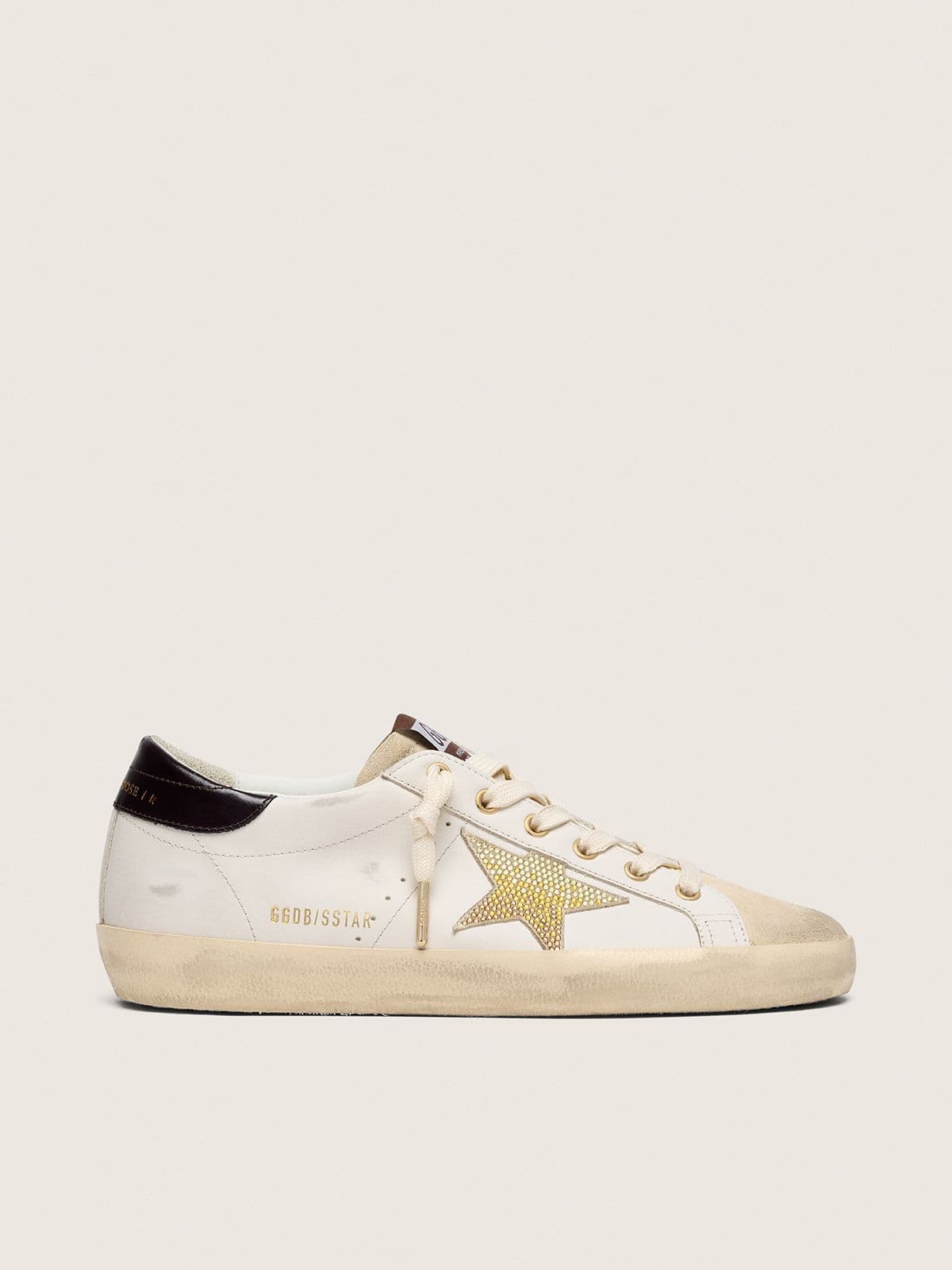Super-Star femme en cuir blanc avec étoile Swarovski dorée