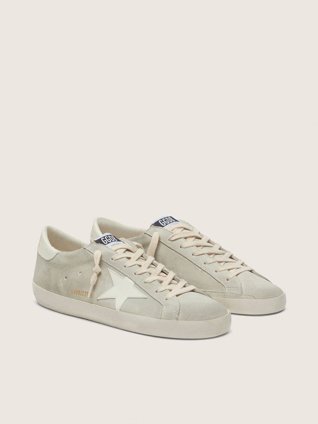 Super-Star femme en cuir velours gris clair avec étoile en cuir blanc