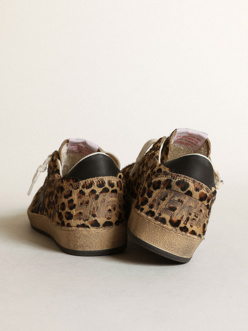 Ball Star Femme en cuir façon poulain à imprimé léopard avec étoile & contrefort en cuir noir