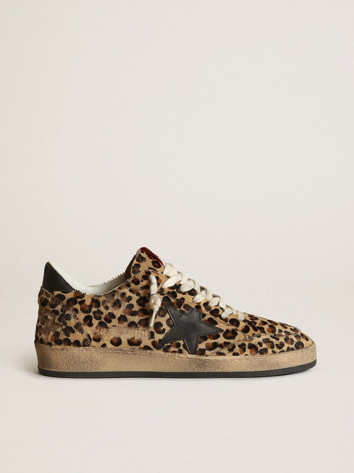 Ball Star Femme en cuir façon poulain à imprimé léopard avec étoile & contrefort en cuir noir