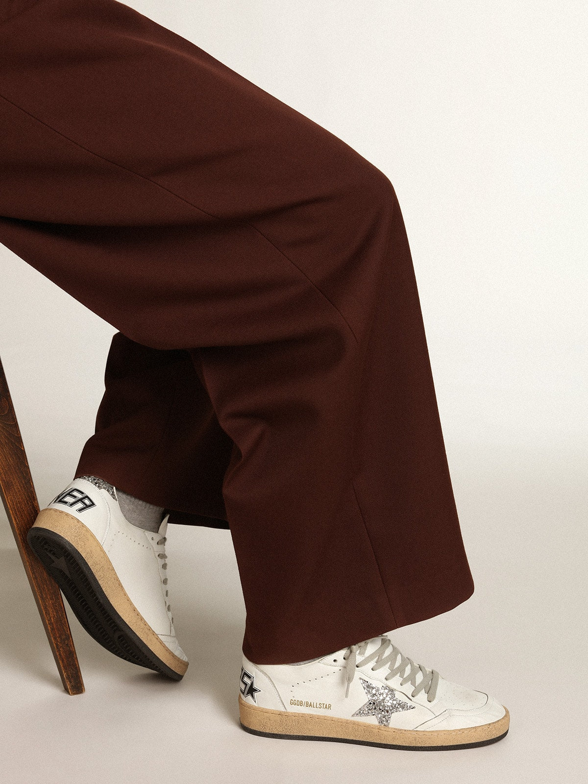 Ball Star femme en nappa avec étoile blanche et contrefort pailleté
