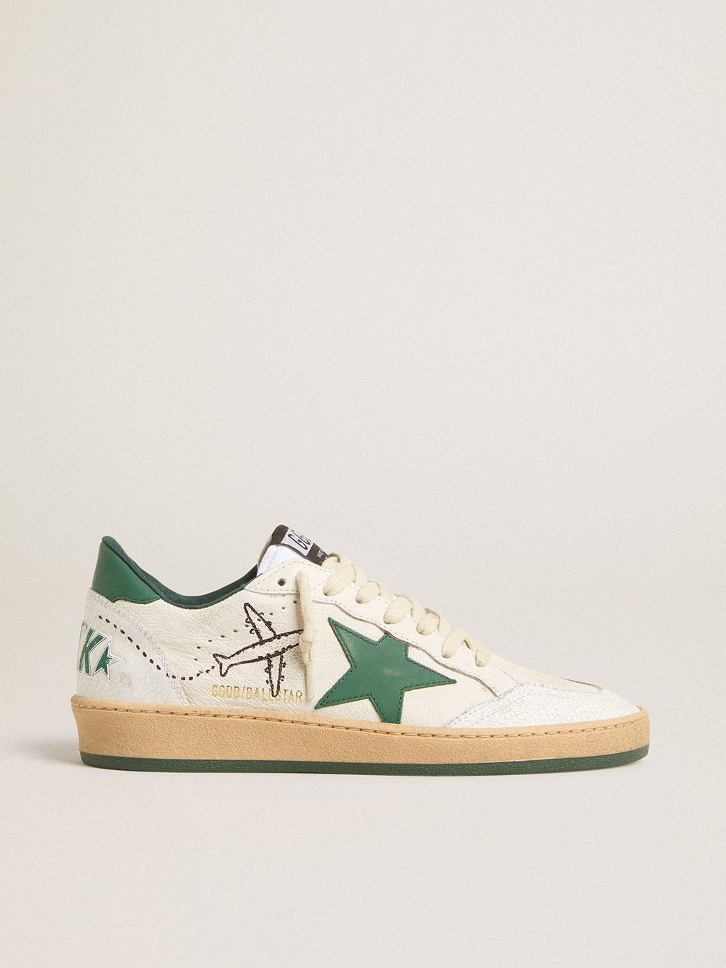 Ball Star Wishes pour femme en cuir nappa blanc avec étoile et contrefort en cuir vert