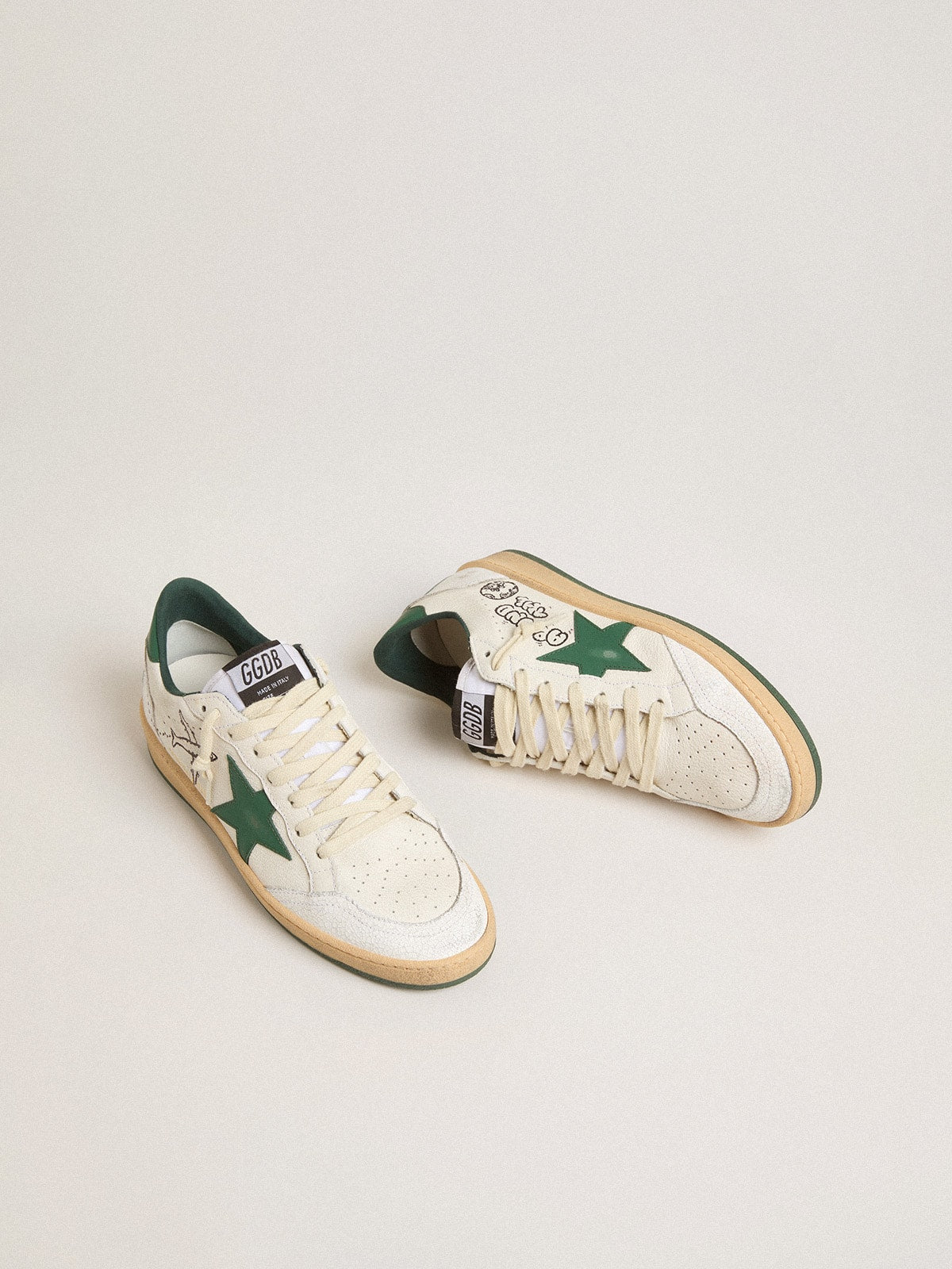 Ball Star Wishes pour femme en cuir nappa blanc avec étoile et contrefort en cuir vert