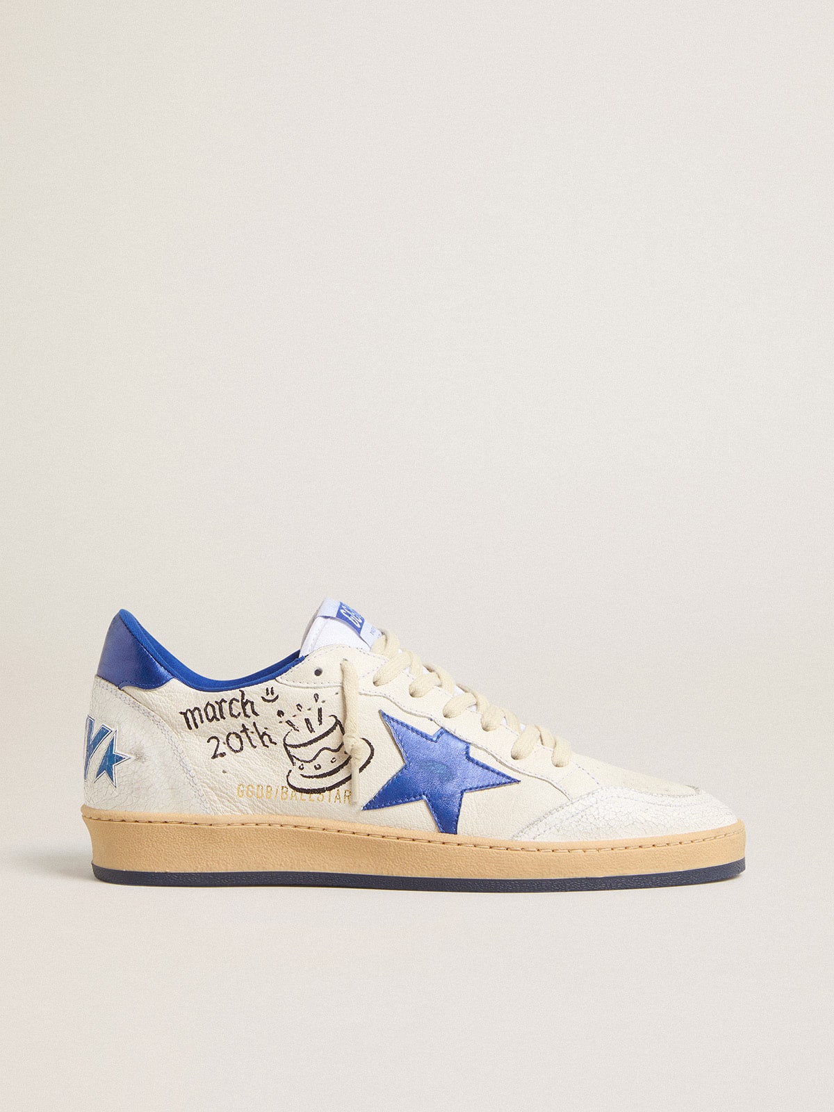 Ball Star Wishes pour femme en cuir nappa blanc avec étoile et contrefort bleuet