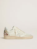 Ball Star pour femme en cuir avec étoile en cuir velours platine et broderie florale multicolore