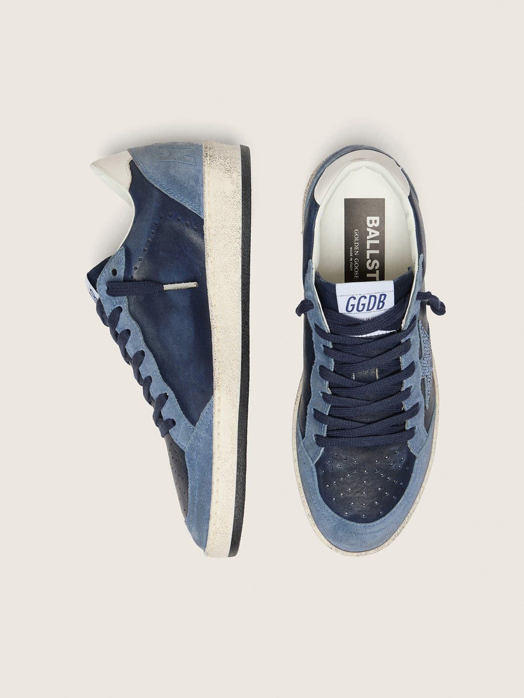 Ball Star LTD femme en cuir bleu foncé avec étoile en cristaux Swarovski bleu ciel et empiècements en cuir velours