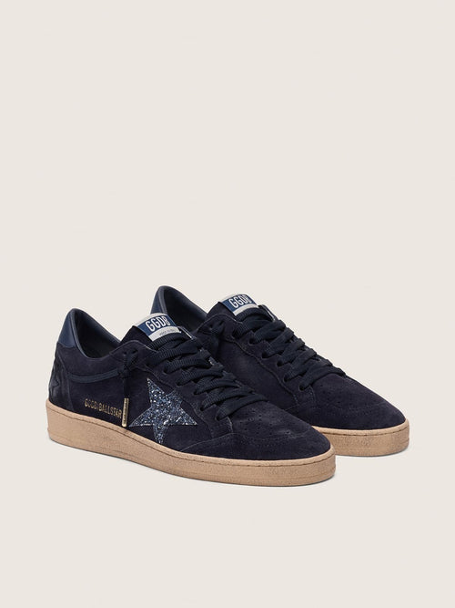 Ball Star femme en cuir velours bleu foncé avec étoile à paillettes bleu foncé