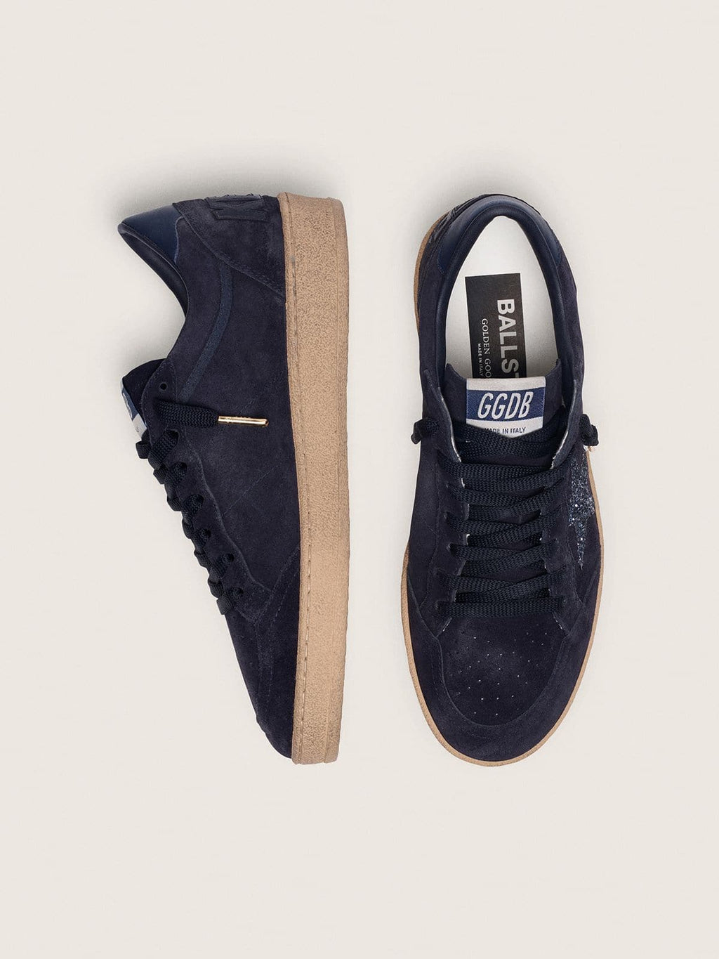 Ball Star femme en cuir velours bleu foncé avec étoile à paillettes bleu foncé