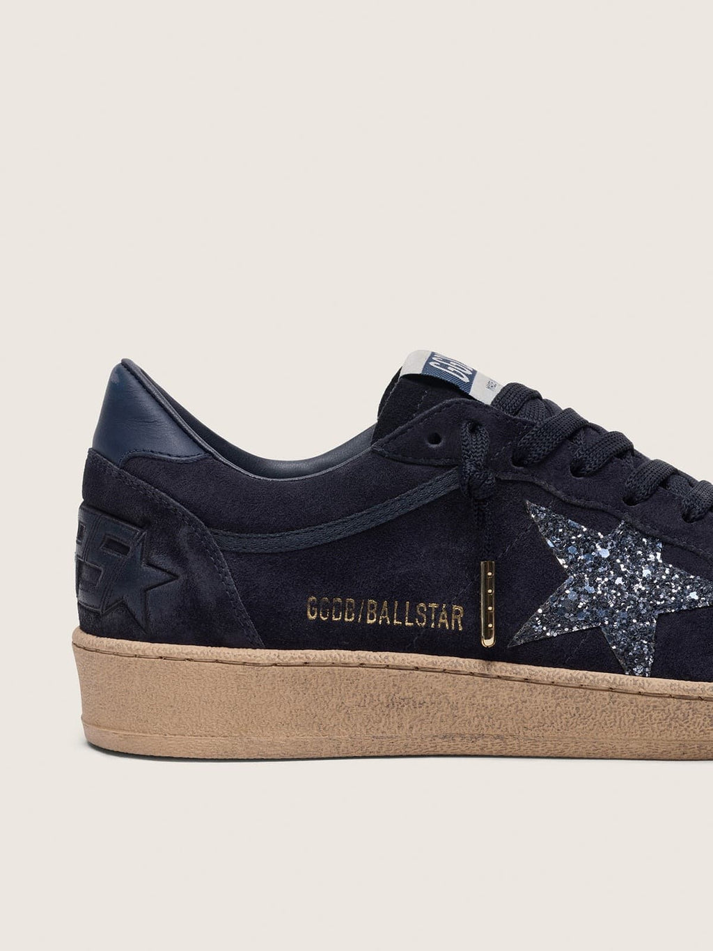 Ball Star femme en cuir velours bleu foncé avec étoile à paillettes bleu foncé