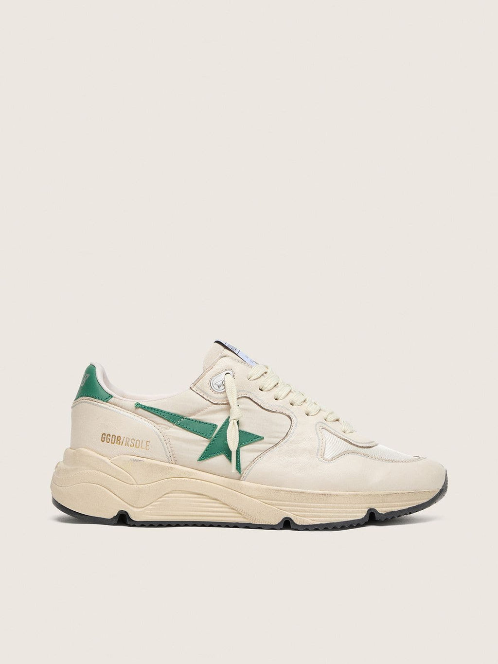 Running Sole pour femme en nylon et cuir crème avec étoile en cuir vert