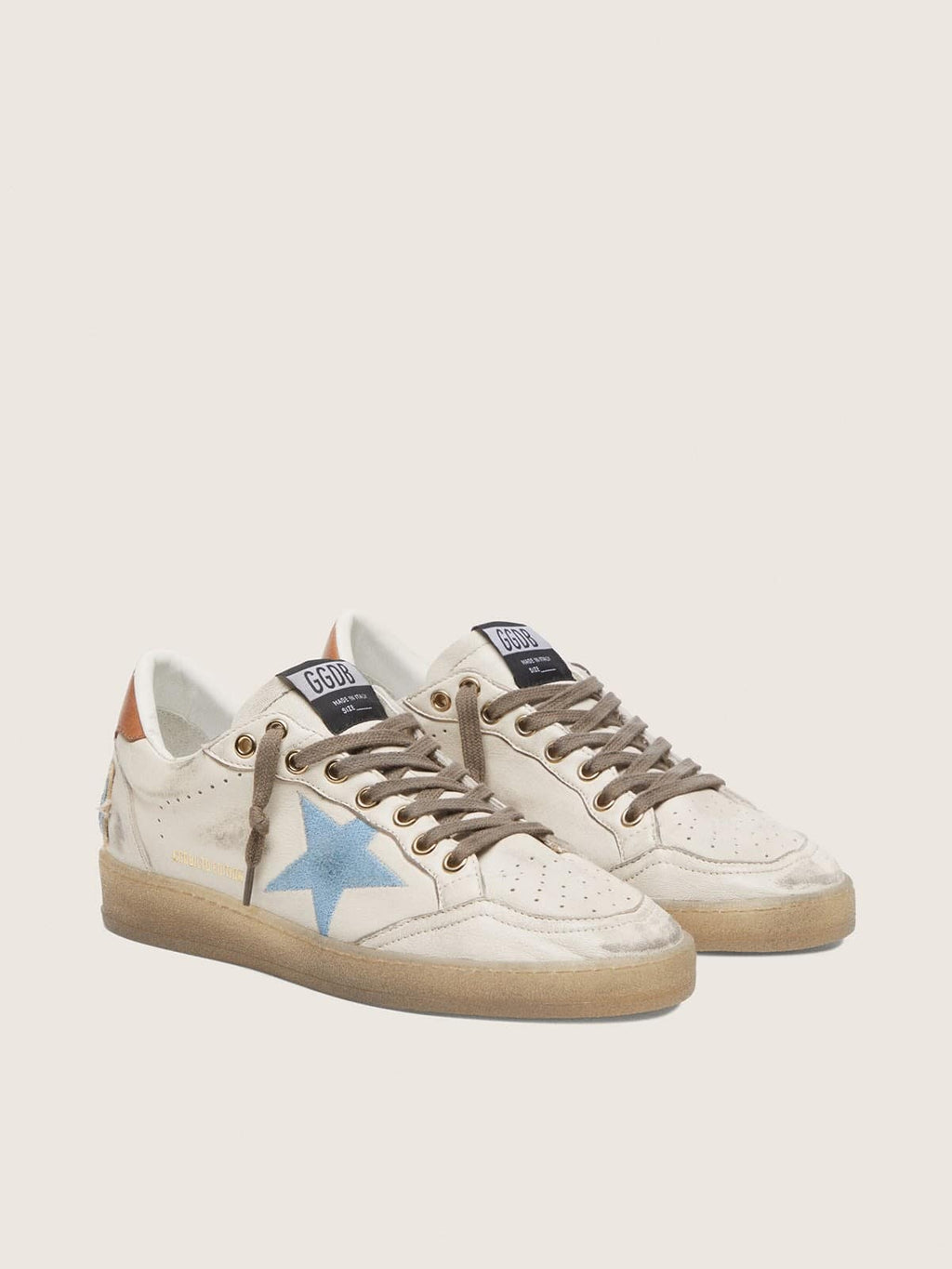 Ball Star LTD pour femme en cuir blanc avec étoile brodée bleu ciel