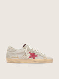 Super-Star LTD femme en cuir façon poulain blanc avec étoile en cuir velours rouge